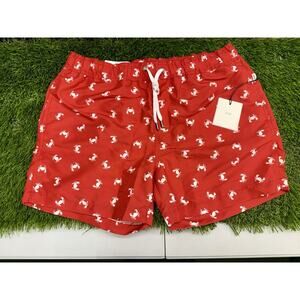 Onia Mens Liberty Charles 5 Swim Trunks | Micro Crabs MSB01-40 Red/White NWT